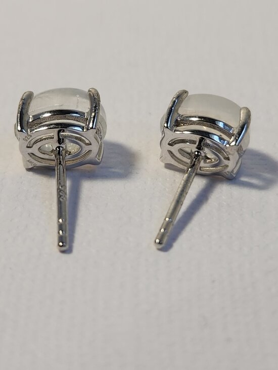 VTG NIB 925 Natural Clear Blue Fire Rainbow Moonstone Stud Earrings My Last One - Picture 12 of 14